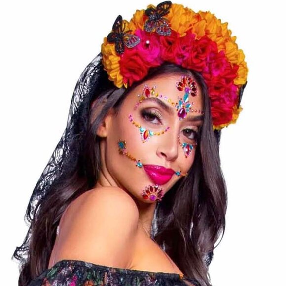 Sugar Skull 2Pc Costume Women Sizes S M L for  Dia da Muertos Day The Dead Dress - Picture 7 of 12